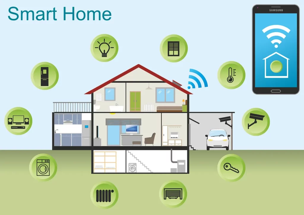 All the systems in the house are automated and controlled by a smartphone.